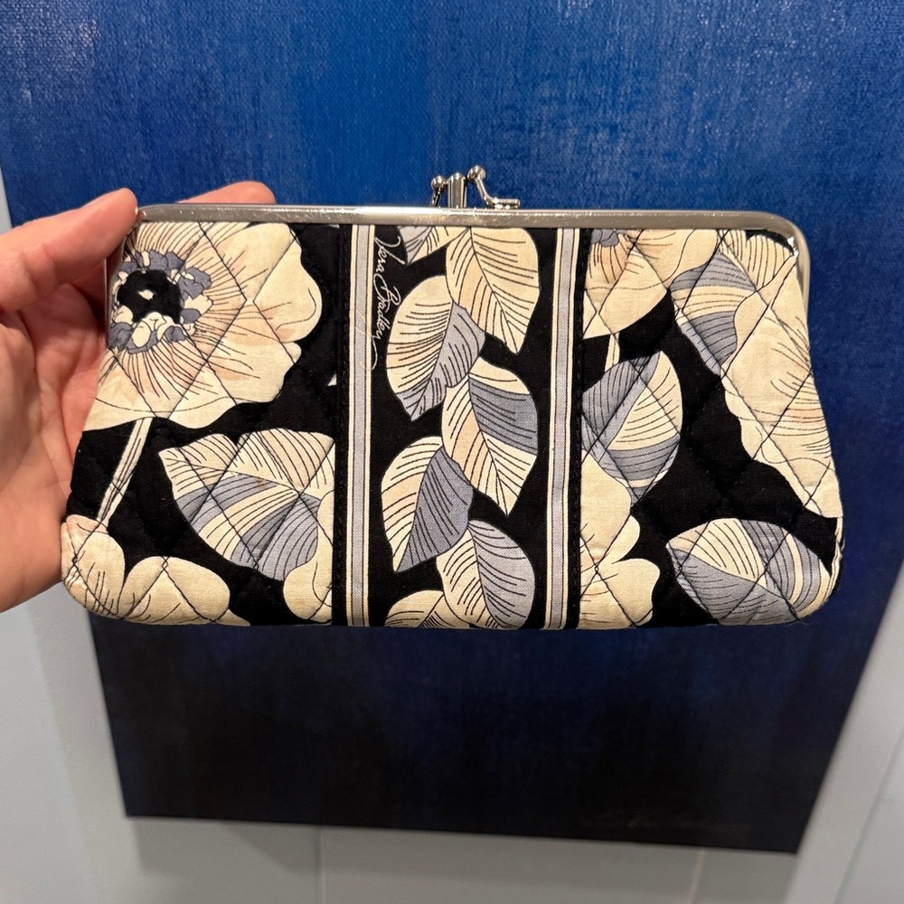 Vera Bradley Black and Cream Floral Wallet